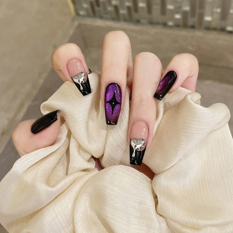 Ancient Future Medium Coffin Purple Y2K Press On Nails