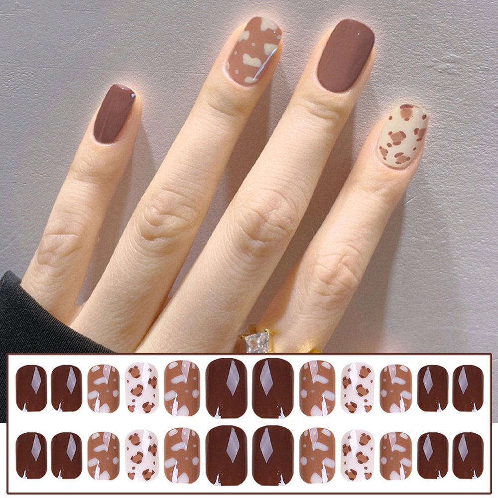 Pick Your Poison Short Square Brown Cute Press On Nails